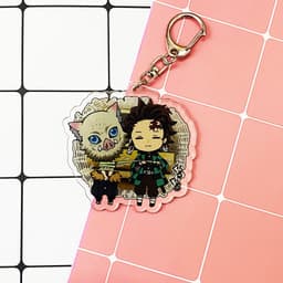 (mua 1 tặng 1) ( Mica ) Móc khóa Kimetsu no Yaiba Thanh gươm diệt quỷ ver nền cute quà tặng dễ thương anime chibi 4