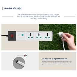 Ổ cắm thông minh wifi Rạng Đông chịu tải cao dây dài 3m, 5m MODEL 7