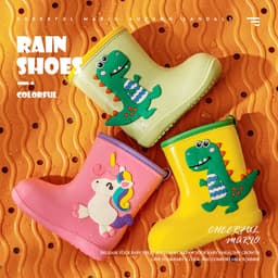 Giày Bốt Đi Mưa Cheerful Mario Bằng Eva Chống Trượt Chống Thấm Nước In Hoạt Hình Khủng Long Dễ Thương Cho Bé 7
