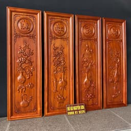 Bộ Tranh Tứ Bình Gỗ Hương Sơn Pu cao cấp 7