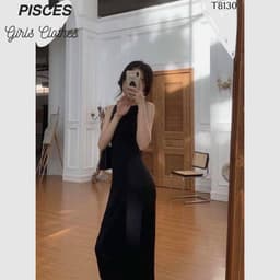[Xả kho nghỉ bán] Đầm maxi đen hai dây hở lưng - Đầm dự tiệc sexy cut out hở lưng - Váy nữ lụa xịn 1
