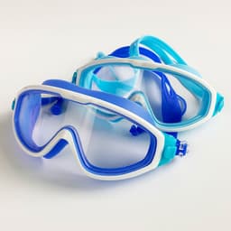 Kính bơi trẻ em không gọng + kèm nút bịt tai góc siêu rộng 230º có viền 1.5cm ngăn nước vào mắt cao su silicon 7
