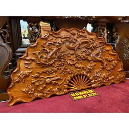 Tranh Quạt tứ linh gỗ hương sơn pu cao cấp kích thước 60*120,dày 4cm 4