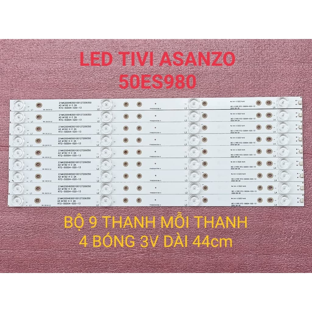 THANH LED TIVI A SANZO 50ES980 50ES980 50AU6100 50EK2100 50AU5900 50AU6000 50AT620 50EK3 MỚI 100%, BỘ 9 THANH MỖI THANH