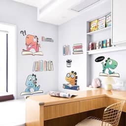 Decan dán tường 3d cho bé khủng long học bài trang trí phòng ngủ tủ quần áo 6