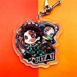 (Mica trong acrylic) (V2) Móc khóa Kimetsu no Yaiba Thanh gươm diệt quỷ ver Pita! couple in hình anime chibi 8
