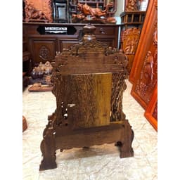 Đồng hồ quả lắc để bàn gỗ mun đuôi công 4
