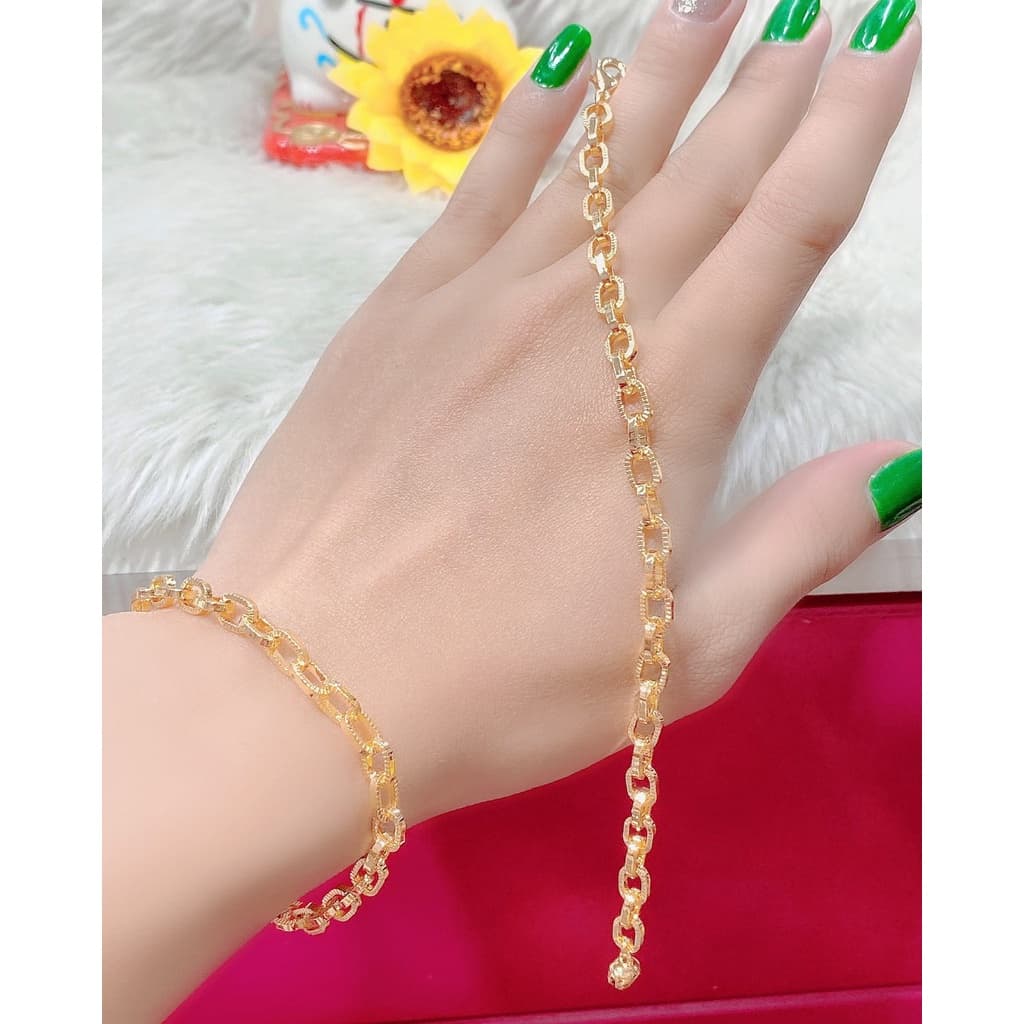 Lắc Tay Nữ Mạ Vàng 18 K mẫu mắt xích với nhau 220422 - Tubi - Bền Màu - Lắc tay nữ đẹp - Bao đổi trả trong 07 ngày