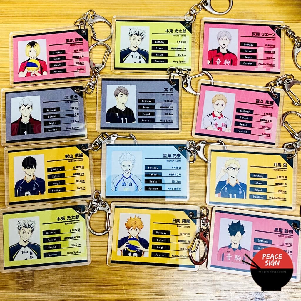 (mua 1 tặng 1) Móc khóa anime mica HAIKYUU! Vua Bóng Chuyền ver THẺ hình in 2 mặt