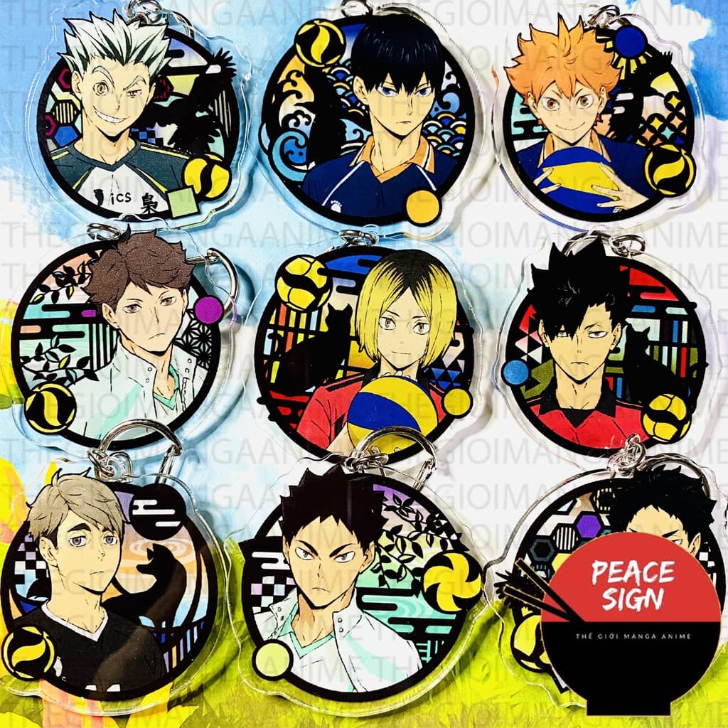 (Mua 1 tặng 1) Móc khóa HAIKYUU!! Vua Bóng Chuyền ver HÌNH TRÒN anime chibi Mica trong acrylic