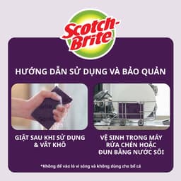 Cước Rửa Chén Siêu Mạnh Scotch Brite - Cọ rửa mọi vết bẩn cứng đầu, an toàn cho vỉ nướng, nồi inox, gang 7