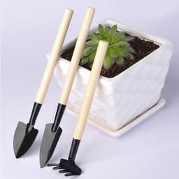 Bộ 3 dụng cụ làm vườn tiện dụng size mini có tay cầm bằng gỗ 4