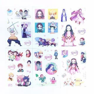 Ảnh dán 6 tấm sticker Kimetsu no Yaiba Thanh gươm diệt quỷ quà tặng xinh xắn anime chibi