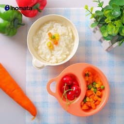 Set 2 bát ăn dặm chia ngăn Inomata cho bé màu hồng 2