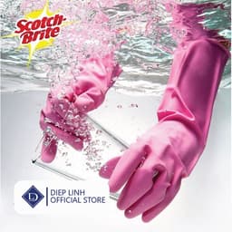 Găng tay cao su Scotch Brite 3M cao su thiên nhiên an toàn cho da có móc treo rửa chén bát. 2