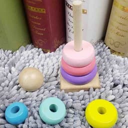 Đồ chơi tháp cầu vồng gỗ màu Macaron cho bé xếp chồng - tháp chồng mini 7 vòng 2