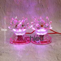 [ Hàng loại 1 ] Bộ 2 đèn thờ cúng hoa sen đổi nhiều màu, đèn hoa sen bàn thờ, đồ thờ cúng | Đức Hiếu Shop 8