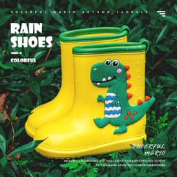 Giày Bốt Đi Mưa Cheerful Mario Bằng Eva Chống Trượt Chống Thấm Nước In Hoạt Hình Khủng Long Dễ Thương Cho Bé 8