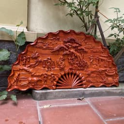 Tranh Quạt Gỗ Đồng Quê Kích Thước 60*120cm sơn pu cao cấp 6