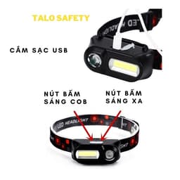 Đèn pin đeo đầu mini nhẹ gọn led XPE và led Cod dùng pin sạc 18650 có thể thay pin linh 3