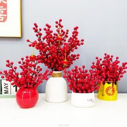 Nhánh 7 hạt mai đỏ đào đông phụ kiện chụp ảnh và trang trí Tết 6
