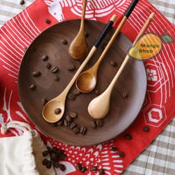 Thìa gỗ cán dài cuốn dây 20*3cm loại đẹp ( thìa muỗng mật ong mứt phong cách Nhật Bản ) 9