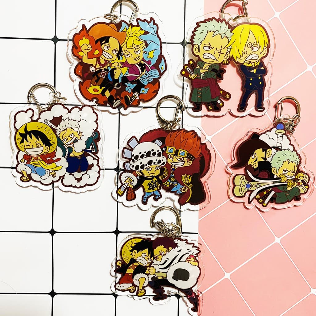 (mua 1 tặng 1) ( Mica ) Móc khóa One Piece Đảo Hải Tặc ver đồng chí quà tặng dễ thương anime chibi