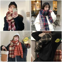 [LOẠI 1] Khăn len xước kẻ caro 2 mặt hot trend ( khăn choàng caro mùa đông style Hàn Quốc ) 2