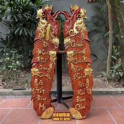 Tranh Câu Đối Cha Mẹ Gỗ Hương Hình Tàu Lá Chuối kích thước 25*107cm 2