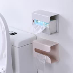 Hộp đựng giấy vệ sinh, Giấy ăn, Túi Nilong Cuộn Đa Năng Kèm Miếng Dán Tường Nano Sáng Tạo Mới - 88310 AMIZIN 6