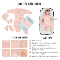 Set quần áo cài chéo 5 món vải modal làm từ sợi cây sồi siêu mềm và thoáng khí  Comfybaby size sơ sinh Newborn 4