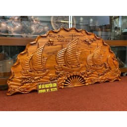 Tranh quạt thuận buồm xuôi gió,gỗ hương sơn pu cao cấp 5