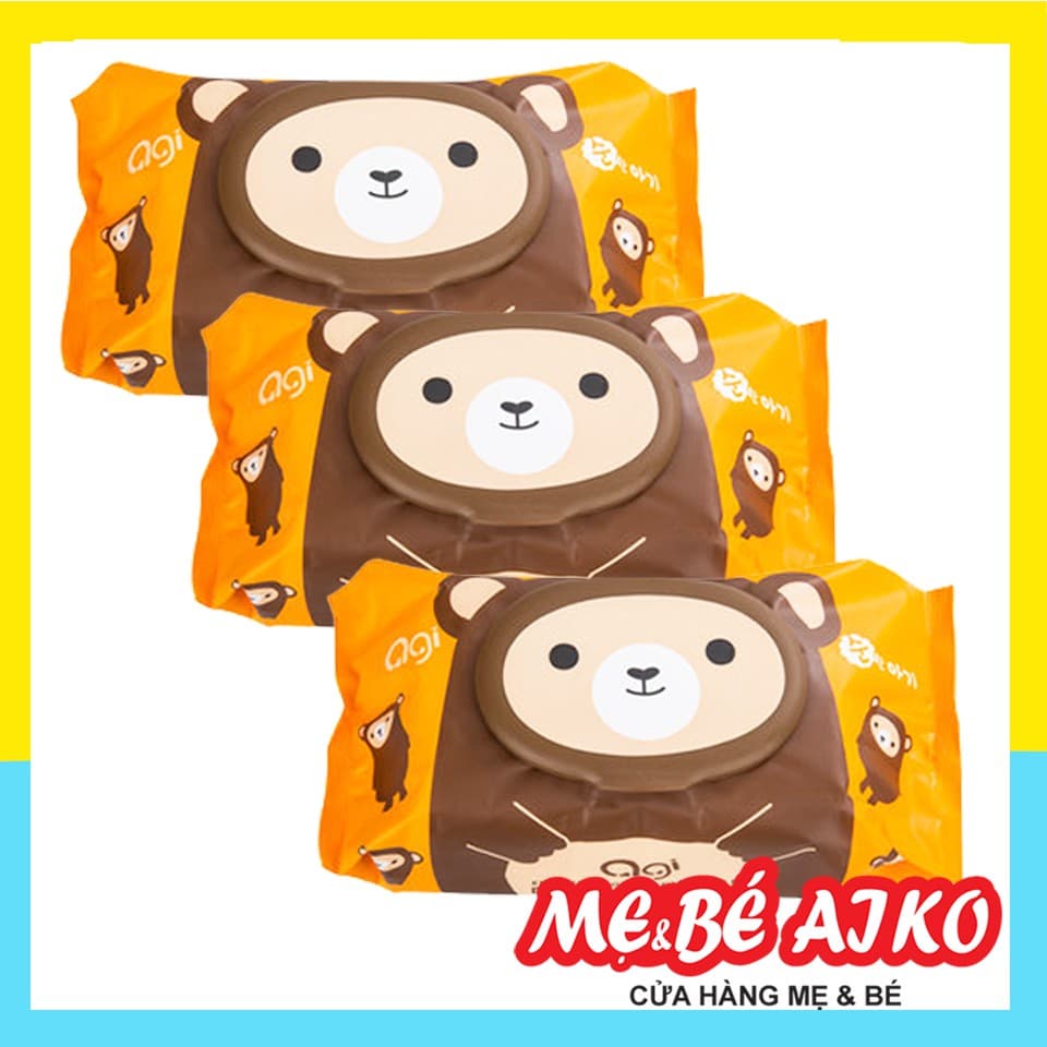 [Combo 3 gói] Khăn Ướt Khăn Mùi Cao Cấp Agi 100 tờ/bịch Hình Con Gấu
