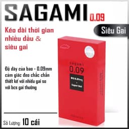 Bao cao su Sagami Super Dot 009mm, bao dày 0.09mm, thiết kế nhiều gai , kéo dài thời gian, Hộp 10c 6