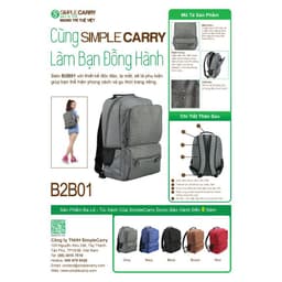 BALO LAP TOP CHÍNH HÃNG SIMPLE CARRY B2B01 SIÊU NHẸ PHÙ HỢP HỌC SINH,CÔNG SỞ, DU LỊCH(bảo hành chính hãng 10 năm 8
