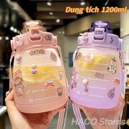 Bình nước thể thao đi du lịch, 1,2,lít [ TẶNG STICKER ] Bình Đựng Nước KUTE - Bình Nước có vòi hút VINBEO 7