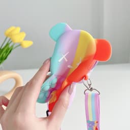 Túi xách đeo chéo silicon gấu bearbrick, bong bóng pop-it giảm căng thẳng thời trang 4