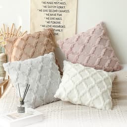 Gối LÔNG tựa lưng sofa văn phòng chất liệu vải nhung lông dập vân nổi phong cách hiện đại 2