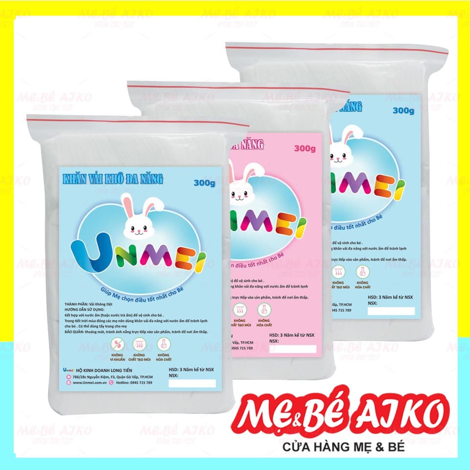 Khăn Vải Khô Đa Năng Unmei 300g (270 Tờ/Túi)