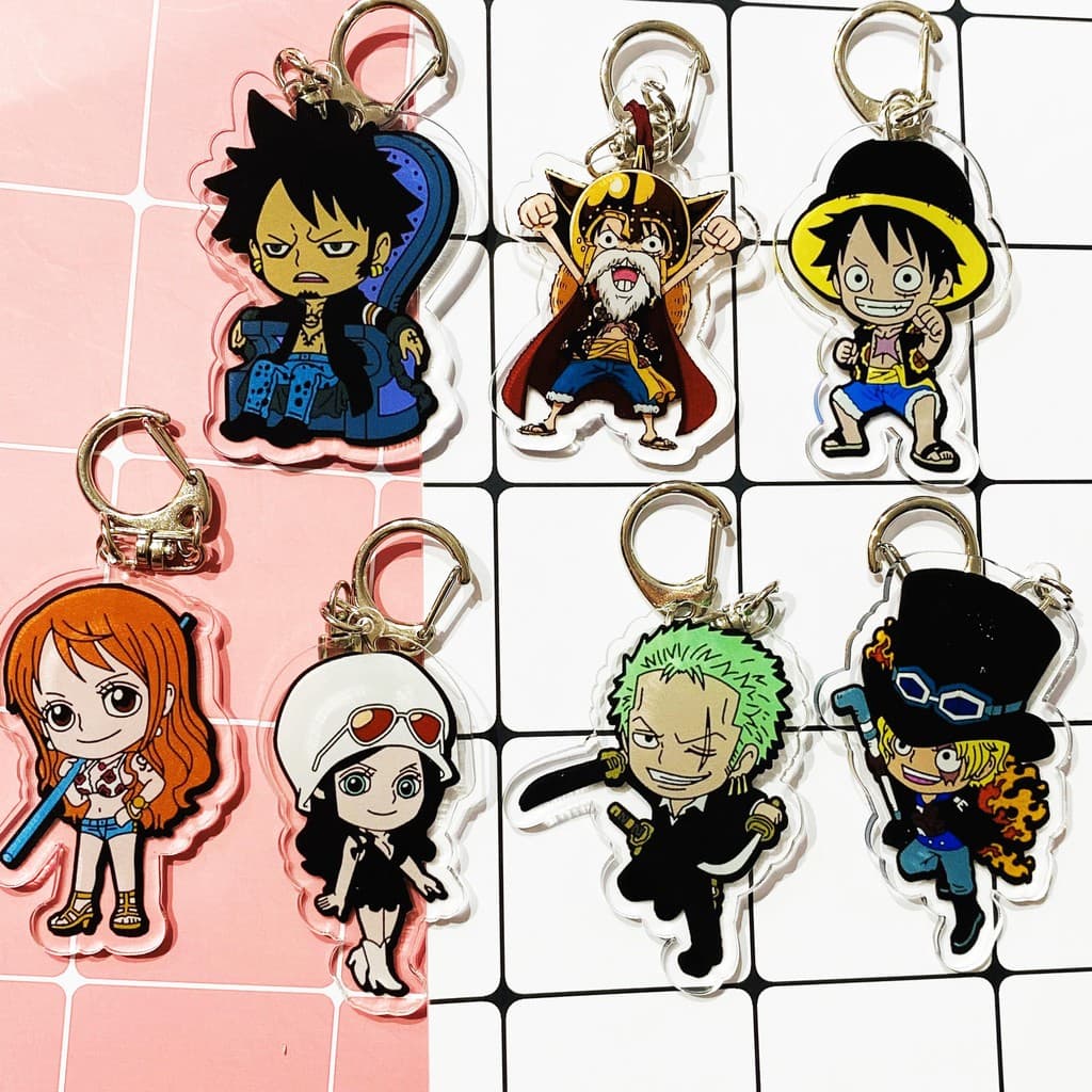 (mua 1 tặng 1) ( Mica ) Móc khóa One Piece Đảo hải tặc ver Dressrosa quà tặng dễ thương anime chibi