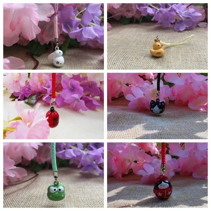 Móc treo lục lạc nhiều hình xinh xắn THỎ TRẮNG DARUMA LỢN ĐẤT HOA ĐÀO BÚP BÊ NHẬT trang trí trưng bày đẹp