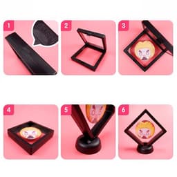 (mua 1 tặng 1) Khung nhựa đựng móc khóa bảo vệ móc khóa có giá kê hai màu trắng đen anime chibi mô hình 8