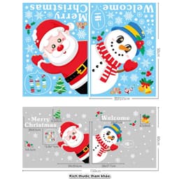 Decal trang trí Noel Hít Tĩnh Điện - Người tuyết và Ông già Noel Hello 4