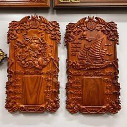 Tranh đốc lịch gỗ hương cao cấp,thuận buồm xuôi gió,tam đa,di lặc kích thước 40*70,dày3cm 4