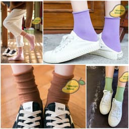 Tất len gân ngắn xoăn nhẹ ( tất len gân trên mắt cá chân pastel ) 5