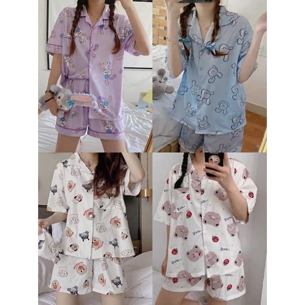Đồ Ngủ Nữ Ngắn Tay - Pyjama Nữ - Bộ Ngủ Quần Đùi Cộc Tay Mặc Nhà Chất Kate Lụa Mềm Mát