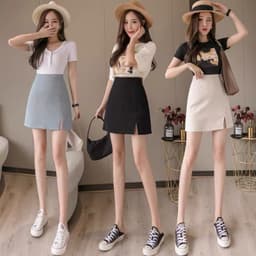 Váy A Ngắn Lưng Cao Xẻ Cá Tính 9
