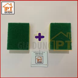 Miếng bọt biển cọ rửa bát xanh vàng, giẻ rửa chén bát bằng lưới tiện dụng 4