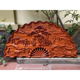 Tranh Quạt Gỗ Đồng Quê Kích Thước 60*120cm sơn pu cao cấp 4