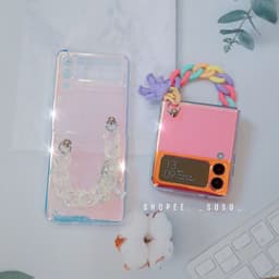 [HÌNH THẬT CÓ SẴN] Ốp trong suốt Samsung Galaxy Z Flip 4 - Z Flip 3 - Z Flip3 - Flip4 5G dây gấu matte sắc màu nổi bật 7